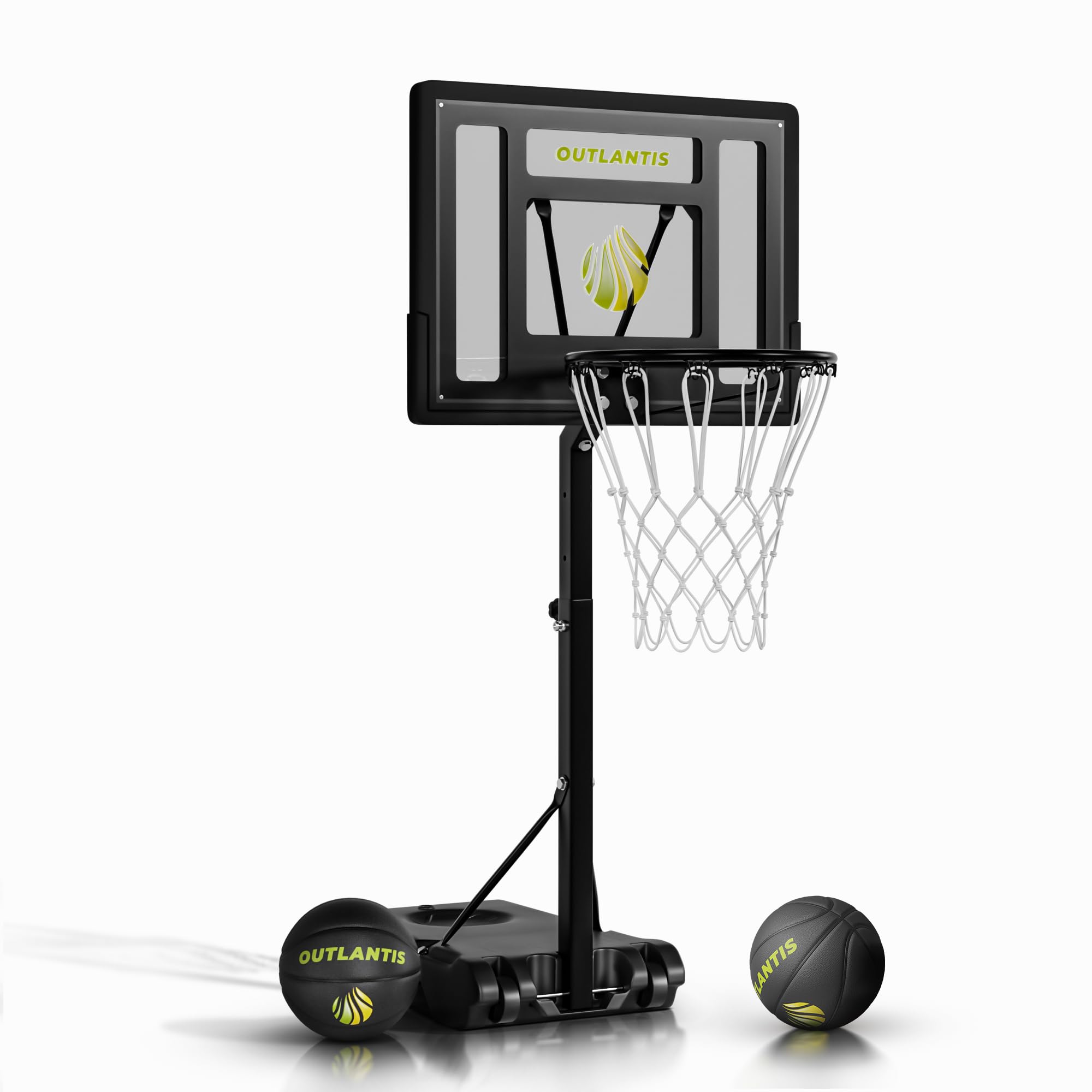 Set de Aro de Baloncesto para Piscina-Durable Tablero y Aro de Acero con 2 Balones de Baloncesto para Piscina, Bomba y Herramientas - Aro de Piscina para Uso Exterior Aro de Baloncesto Ajustable para Niños y Adultos