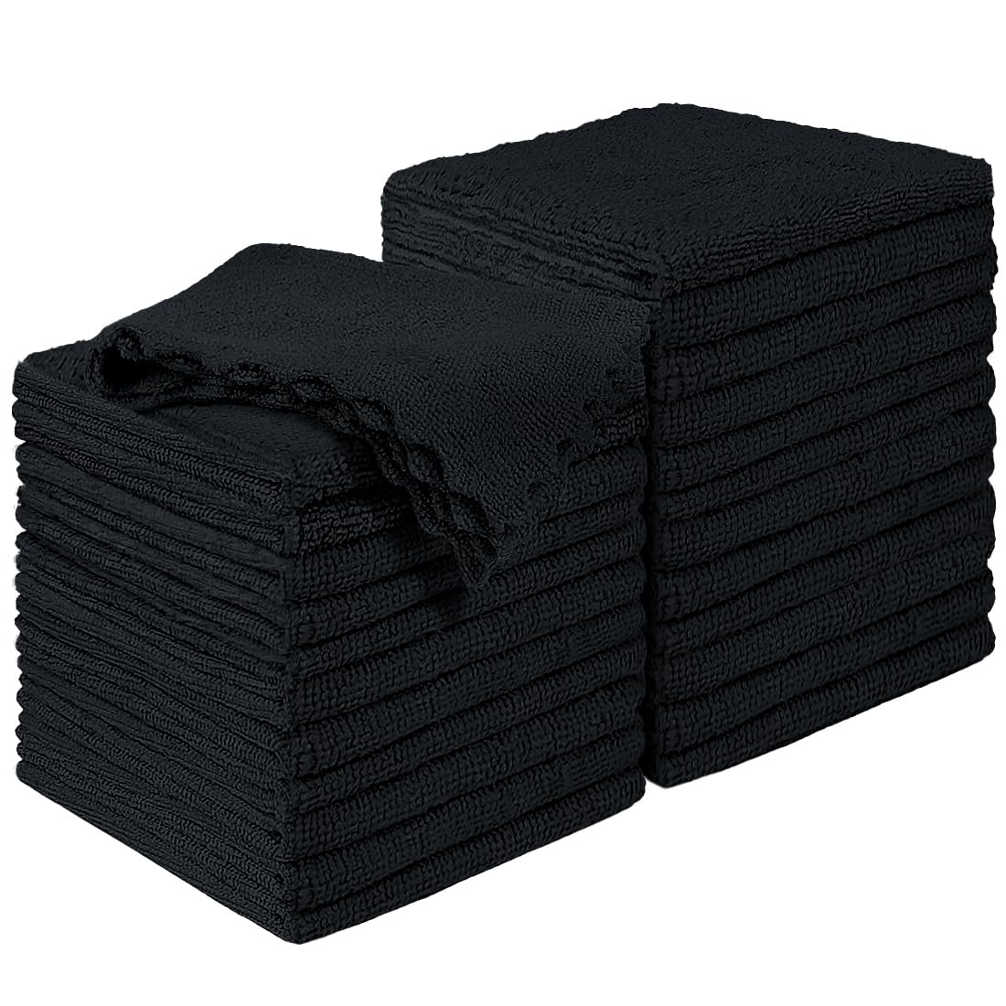 HOMEXCEL Paños de Limpieza de Microfibra Negros Pack de 24 Trapo para Limpieza de Cocina Sin Pelusa y Sin Arañazos, Altamente Absorbentes y Reutilizables, para Limpieza de Casas, Ventanas y Vidrios, Autos 28x23 cm