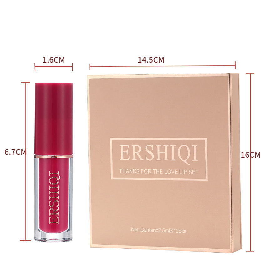 Caja de Regalo de 12 pcs de Lápiz Labial Mate Aterciopelado Hidratante