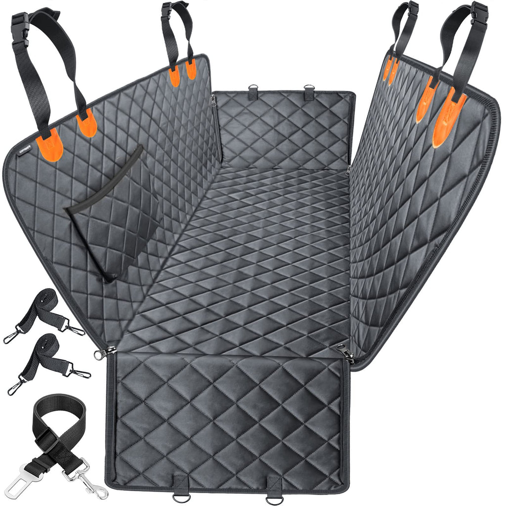 URPOWER Cobertura de Asiento de Coche para Mascotas 100% Impermeable, Hamaca para Asiento Resistente a Arañazos 600D, Antideslizante, Duradera y Suave Para Coches, Camiones y SUVs